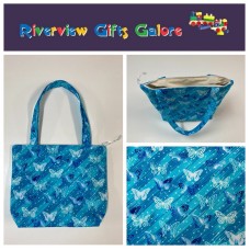 Medium Tote Bag with Zip - Blue Butterflies